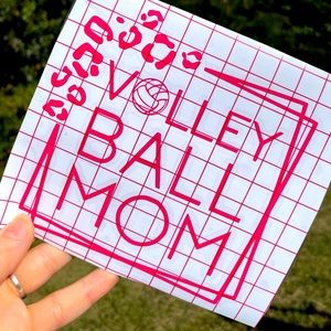 Hot pink cheetah volleyball mom car decal